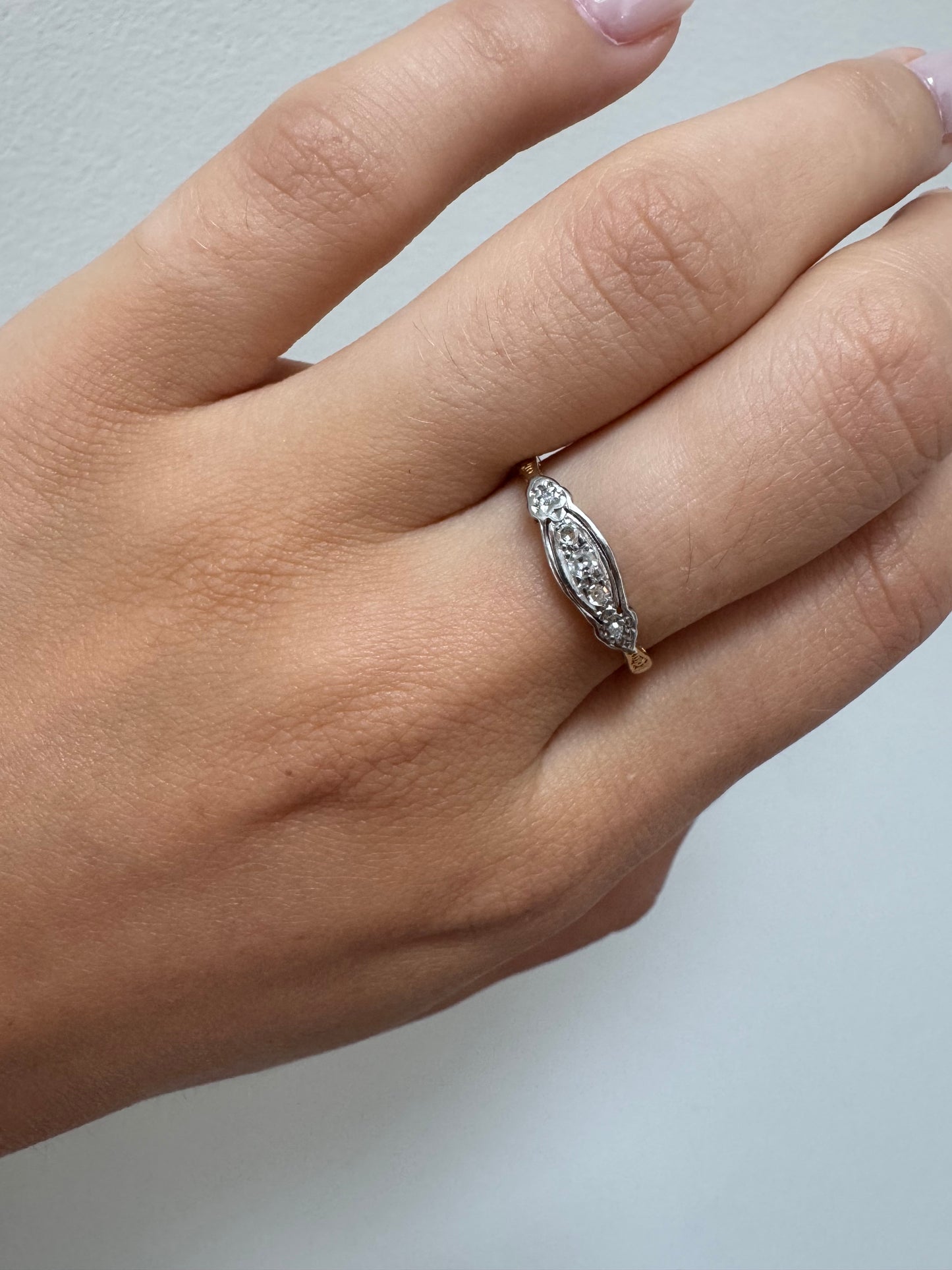 Antiquer 18kt Gold und Platin Diamant Ring