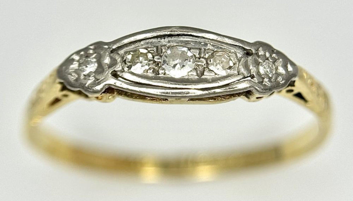 Antiquer 18kt Gold und Platin Diamant Ring