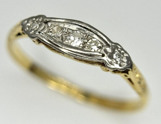 Antiquer 18kt Gold und Platin Diamant Ring