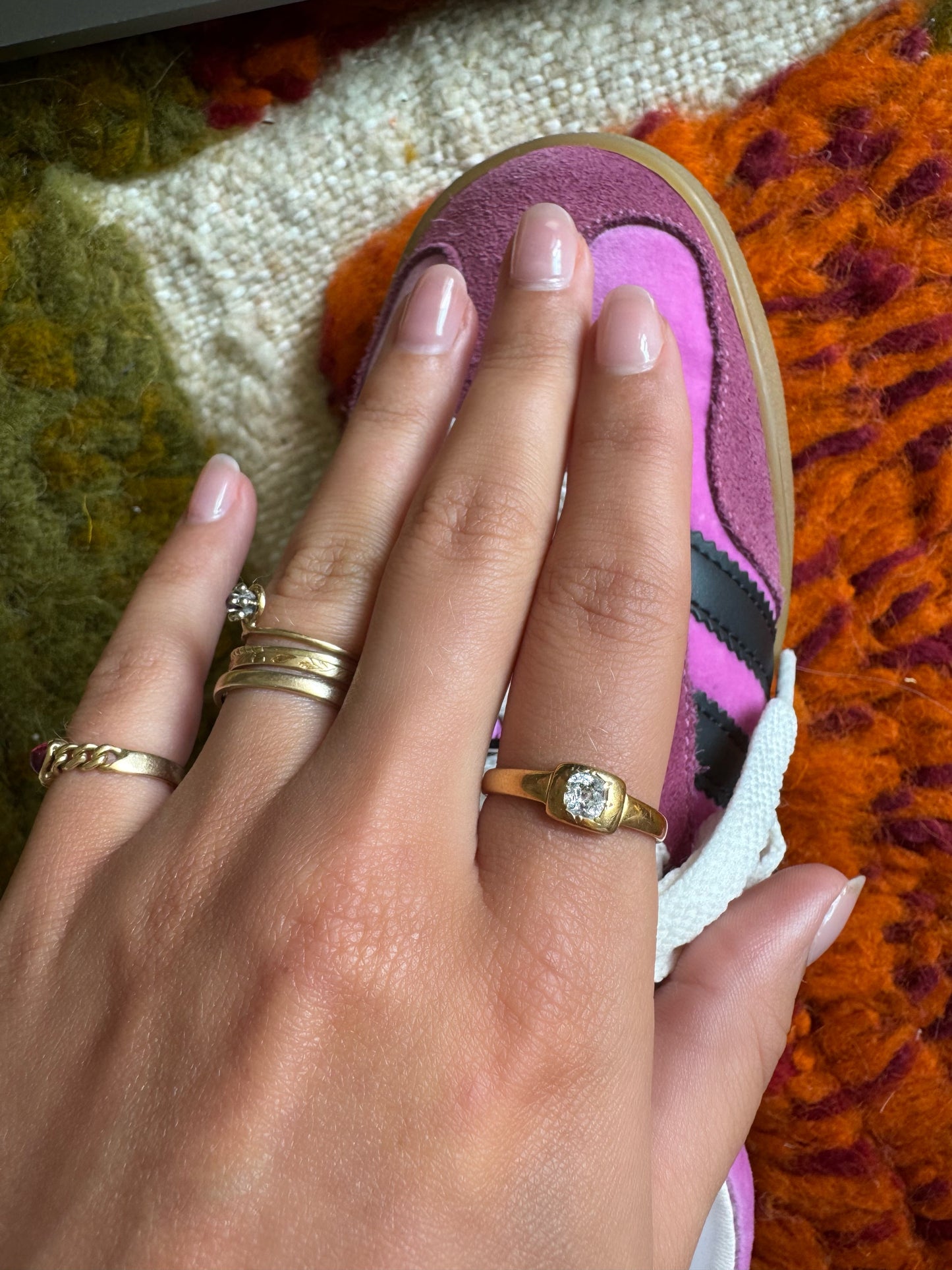 Rarer Art Déco Ring aus 22kt Gold mit Diamant
