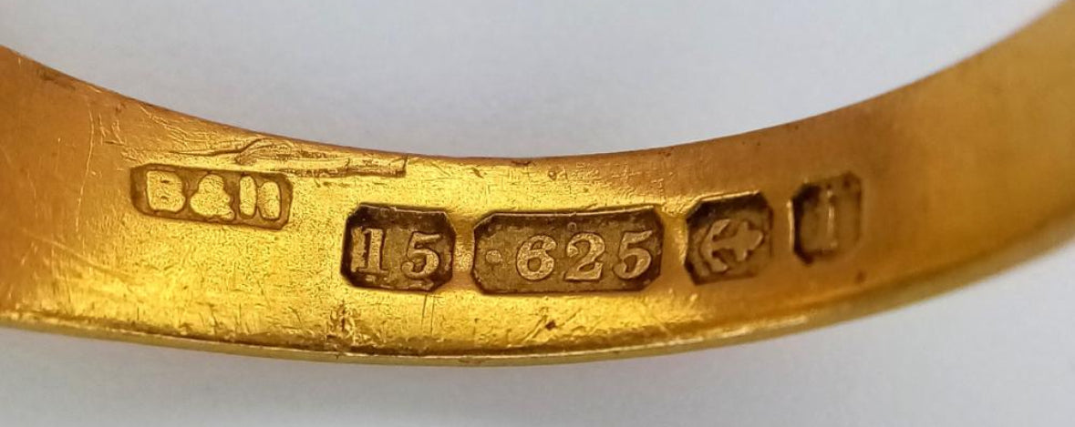 Antiquer 15kt Gold Ring mit Rubinen und Saatperlen
