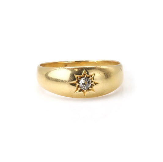 18kt Gold Gypsy Ring mit zentralem Diamant