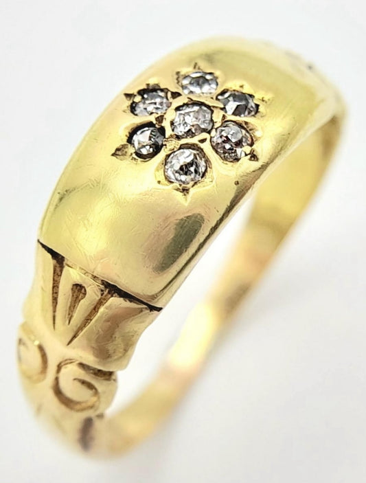 Antiker 18kt Gold Ring mit Diamanten