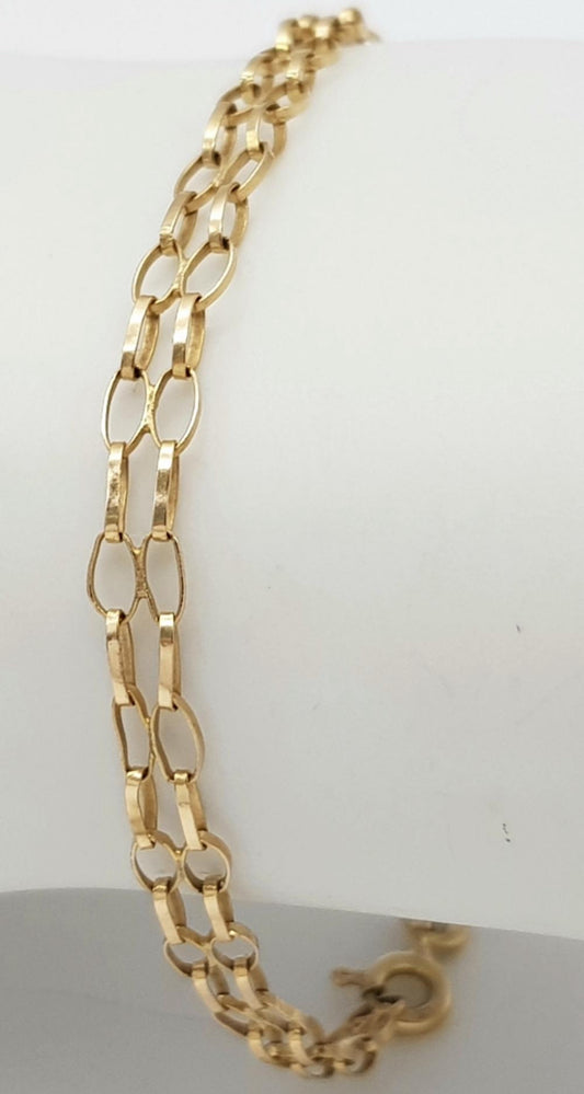 9kt Gold Double Row Belcher Link Bracelet